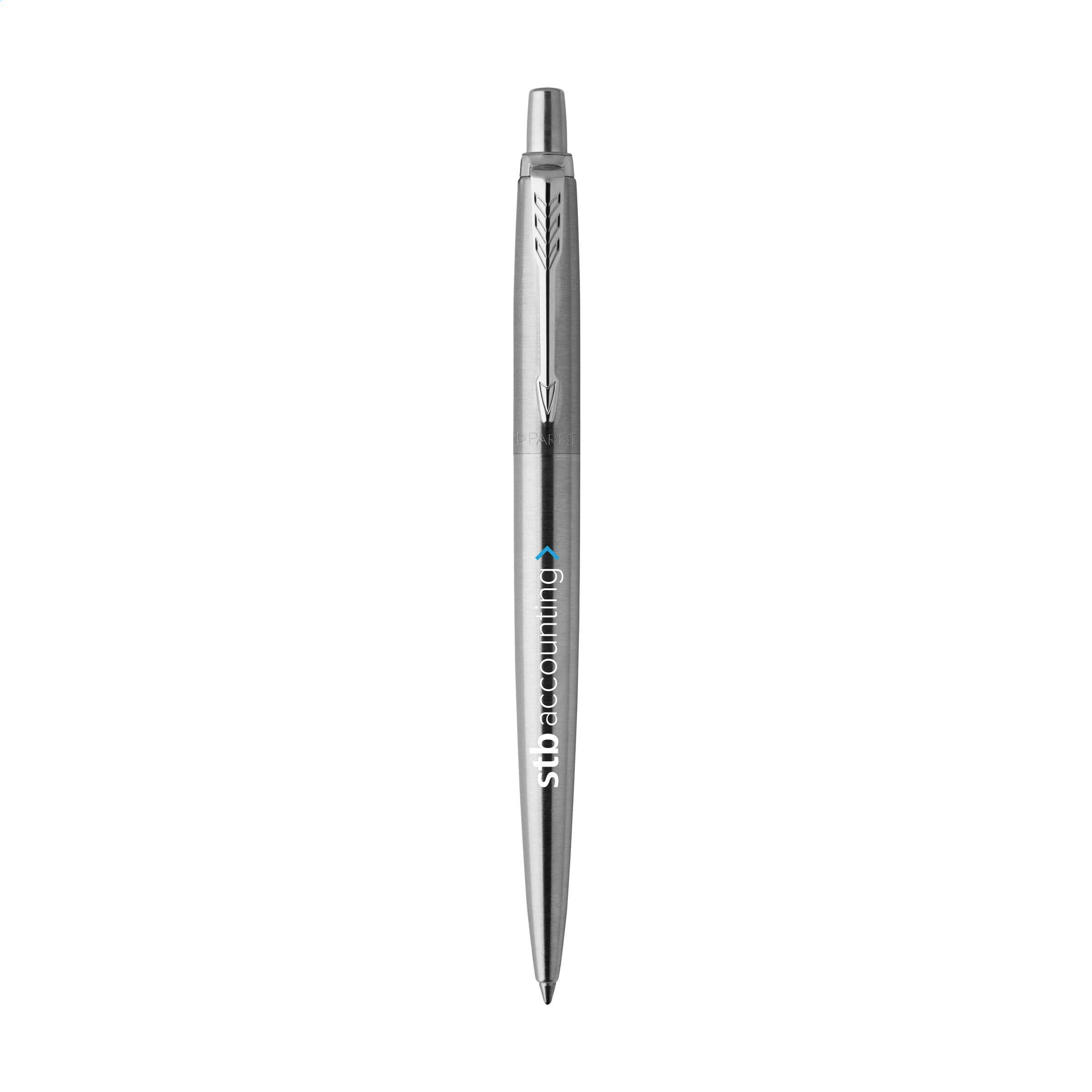 Stylo à bille Parker Jotter acier inox bleu en situation