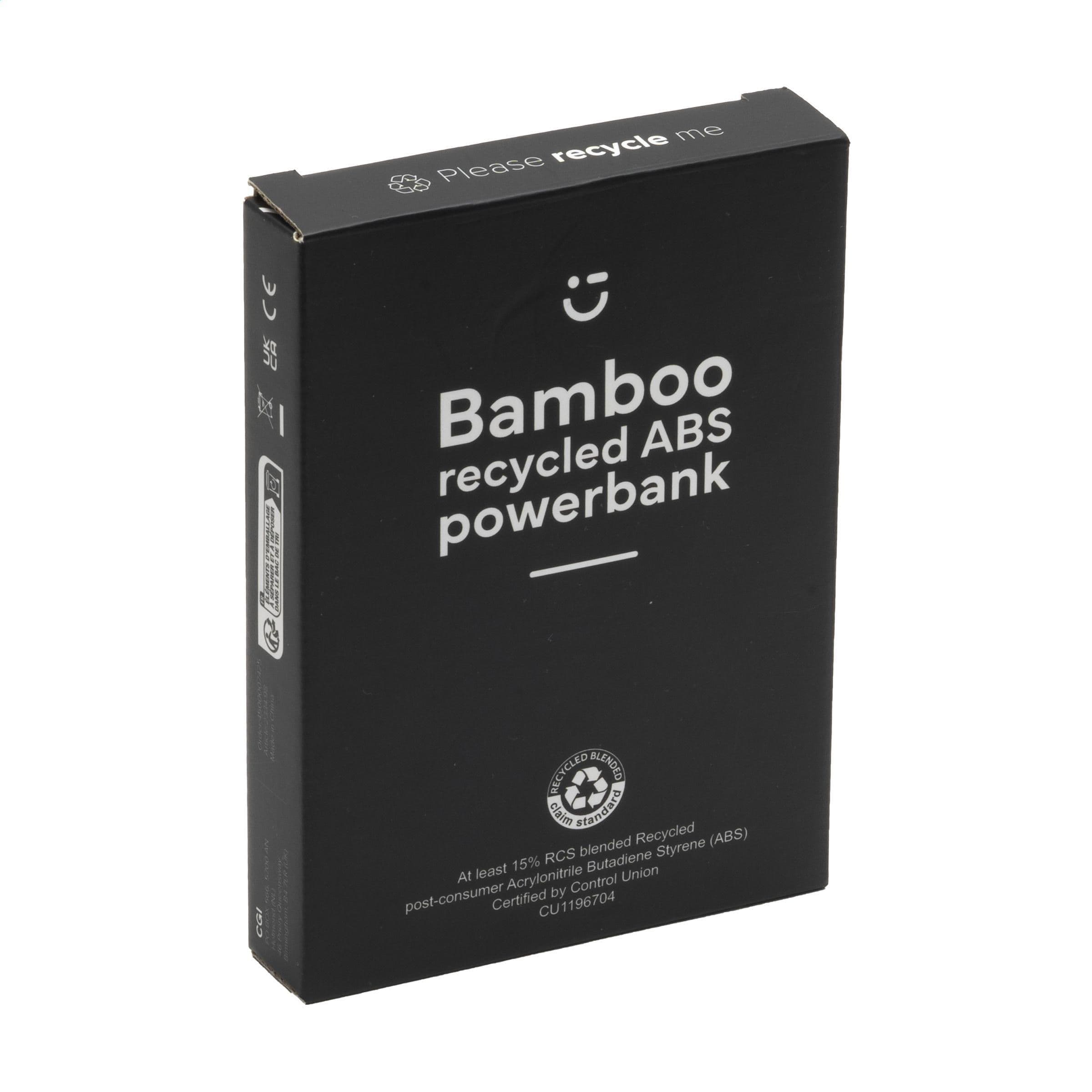 Powerbank sans fil Boru bambou RCS plastique recyclé en situation
