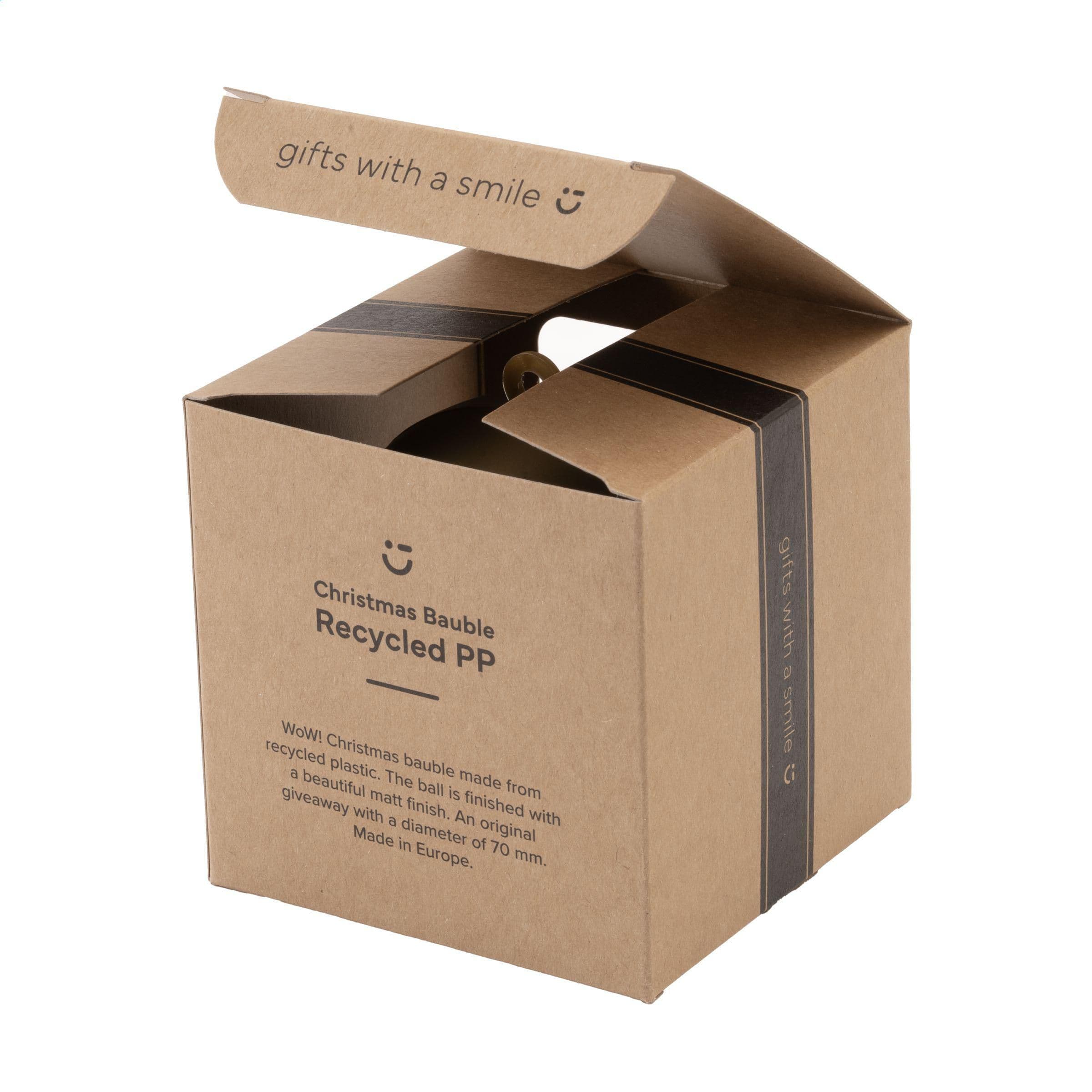Boule de Noël Ø 7 cm plastique recyclé boîte - fabriqué en Europe en situation