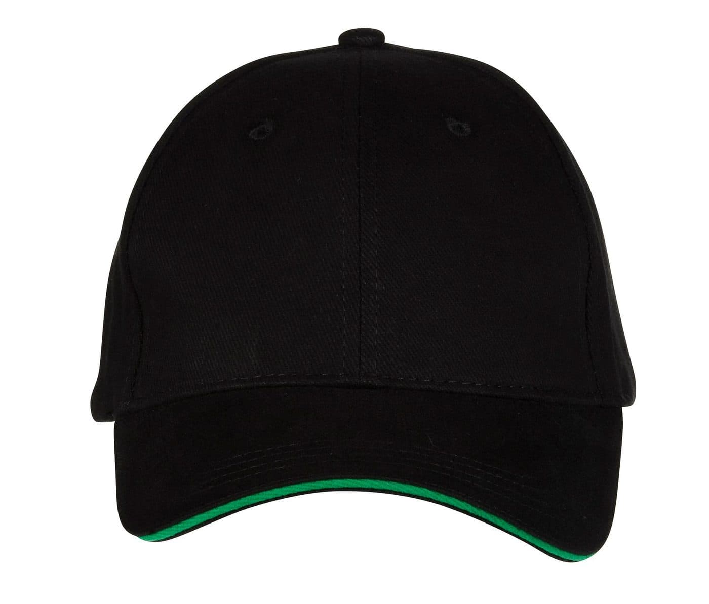 CASQUETTE 6 PANS coloris Noir / Vert kelly