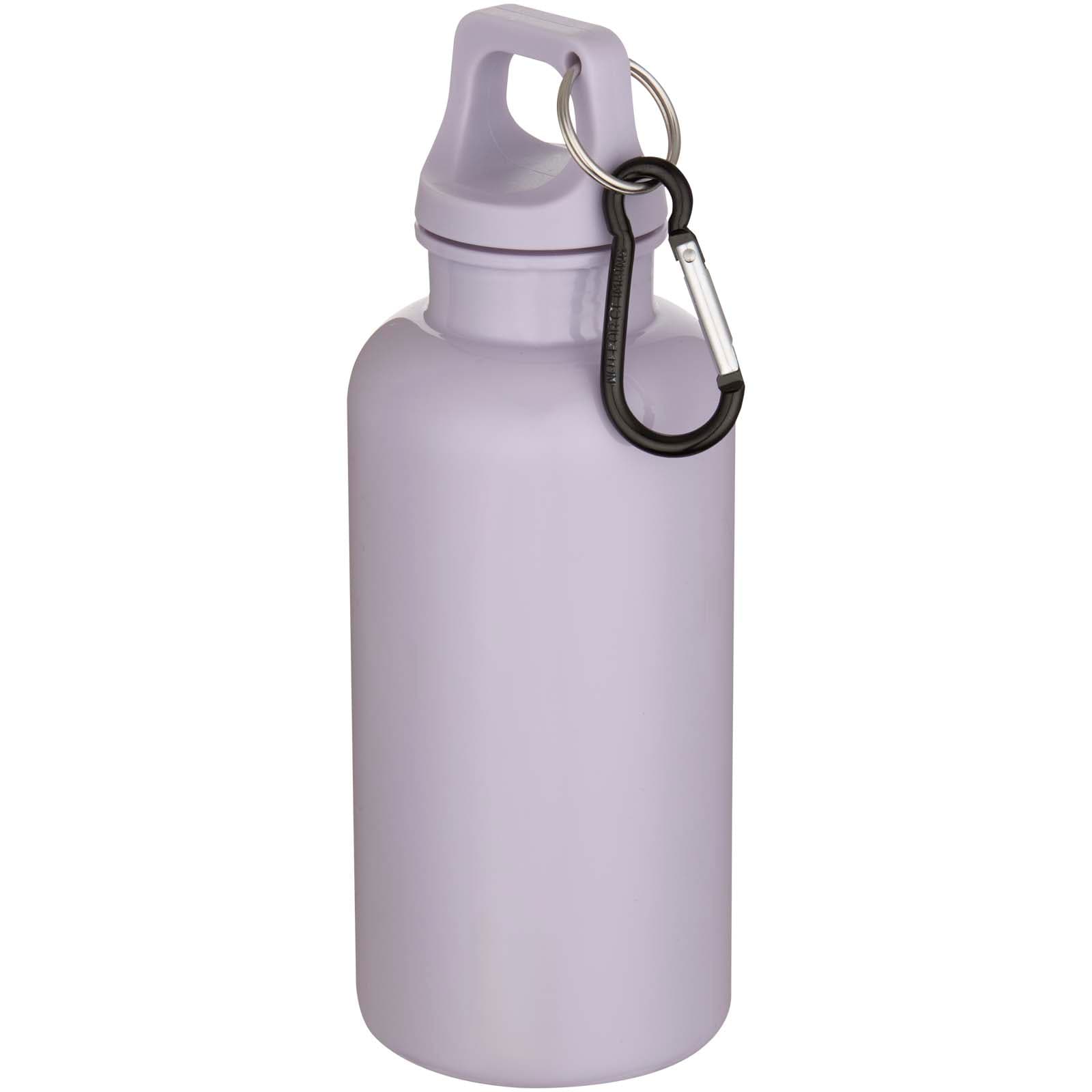 Bouteille d’eau Oregon de 400 ml en plastique recyclé uni certifié RCS avec mousqueton  coloris Lilas