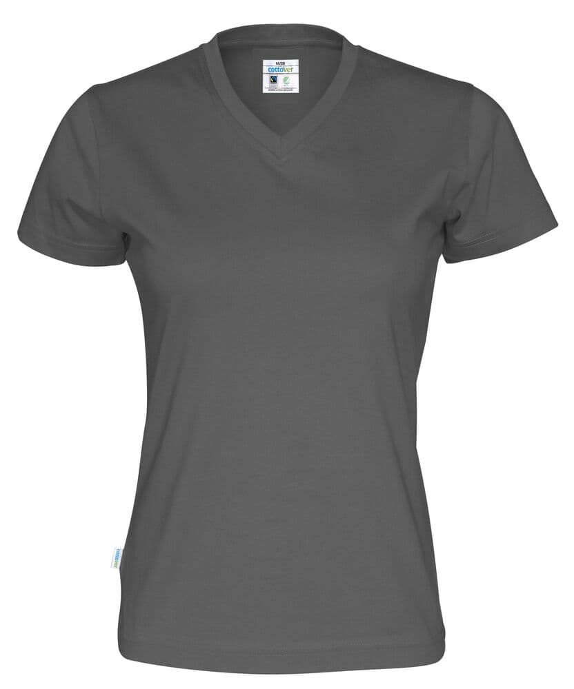 T-SHIRT COL V FEMME - CERTIFIÉ GOTS coloris Anthracite