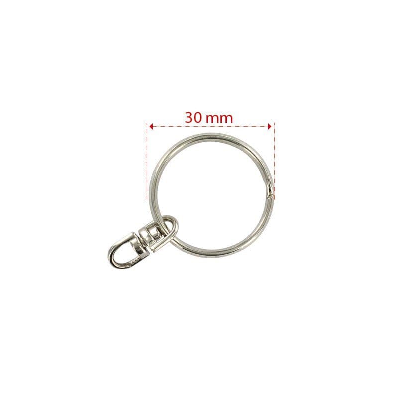 ANNEAUX BRISES DIAM. EXT.30 MM AVEC AXE TOURNANT NICKELE