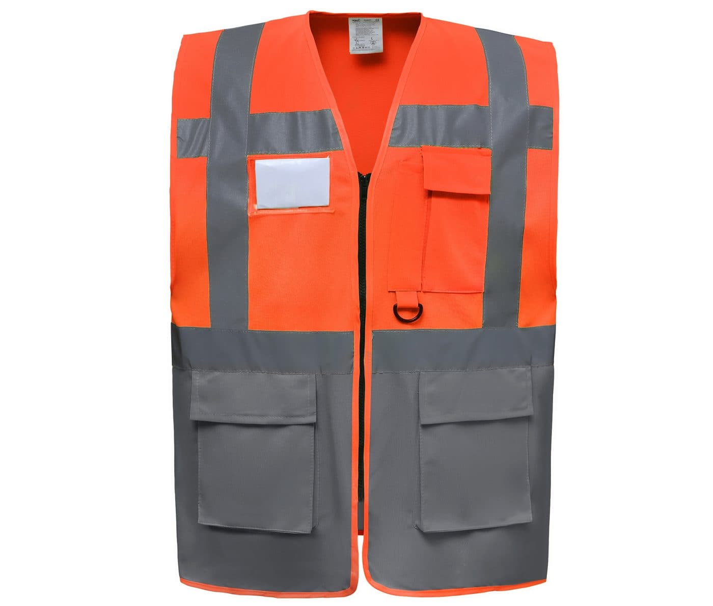 MULTI-FUNCTIONAL EXECUTIVE HI-VIS WAISTCOAT coloris Orange haute visibilité / Gris