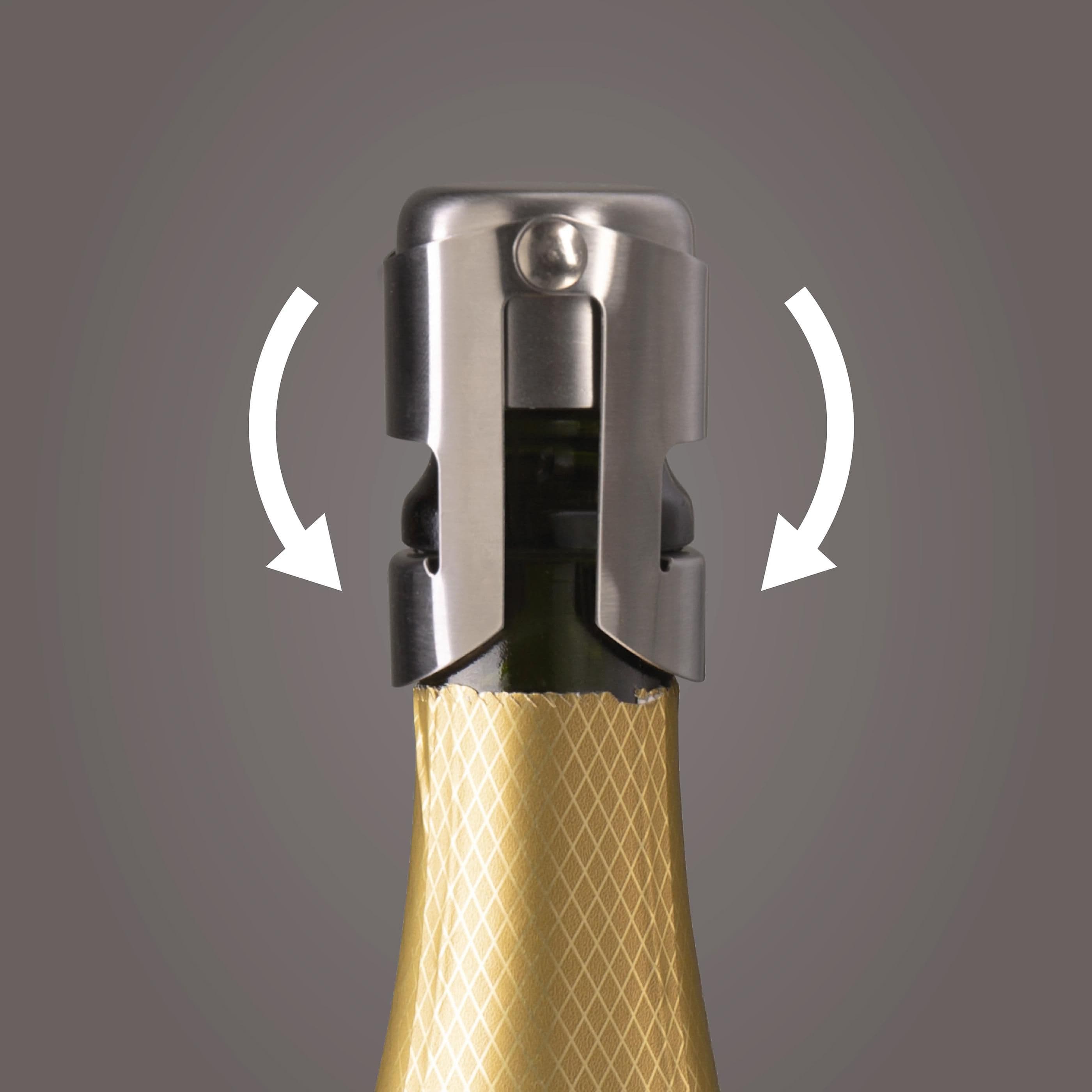 Bouchon Vacu Vin Champagne acier inoxydable en situation