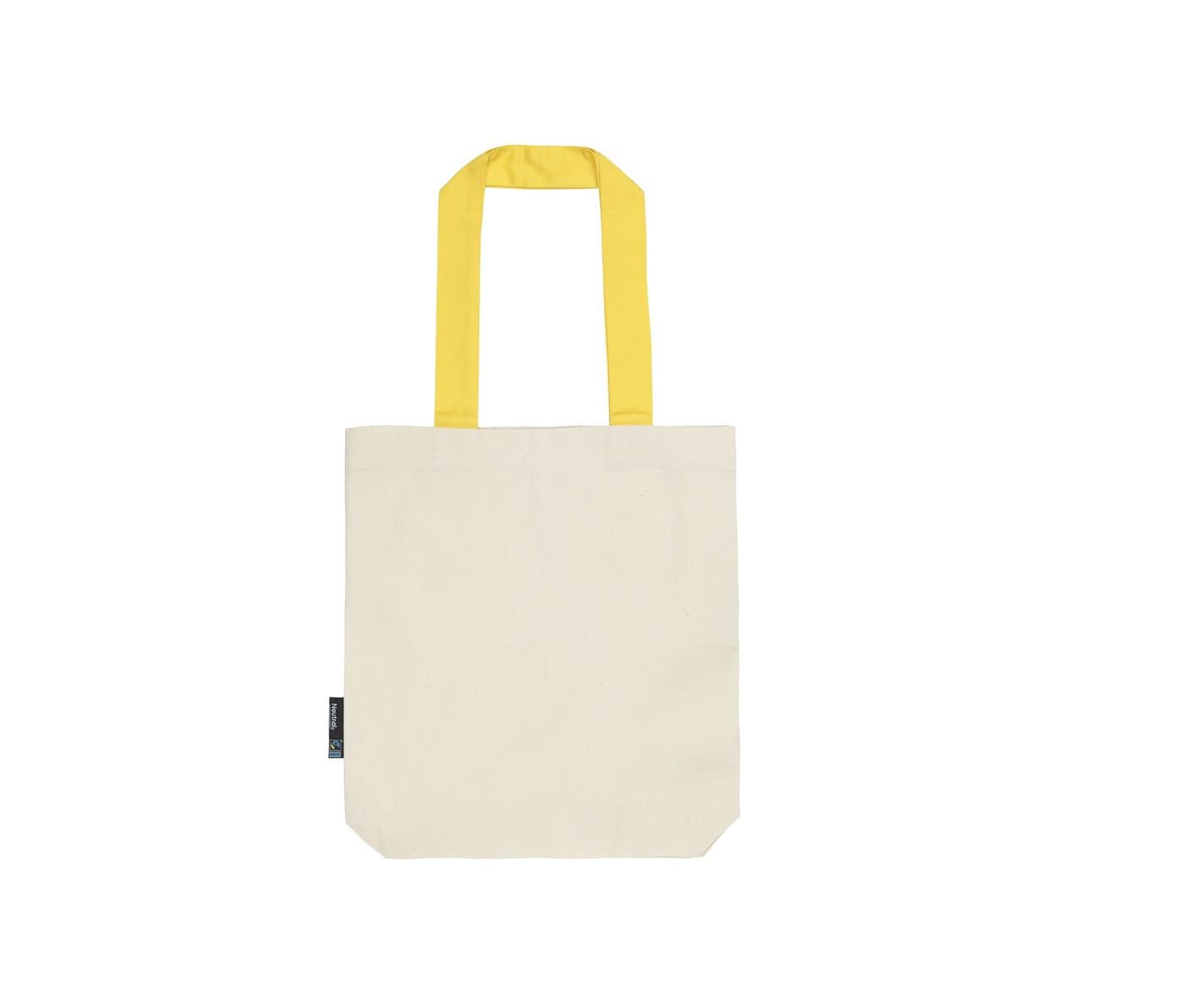 TWILL BAG WITH CONTRAST HANDLES coloris Naturel / Jaune