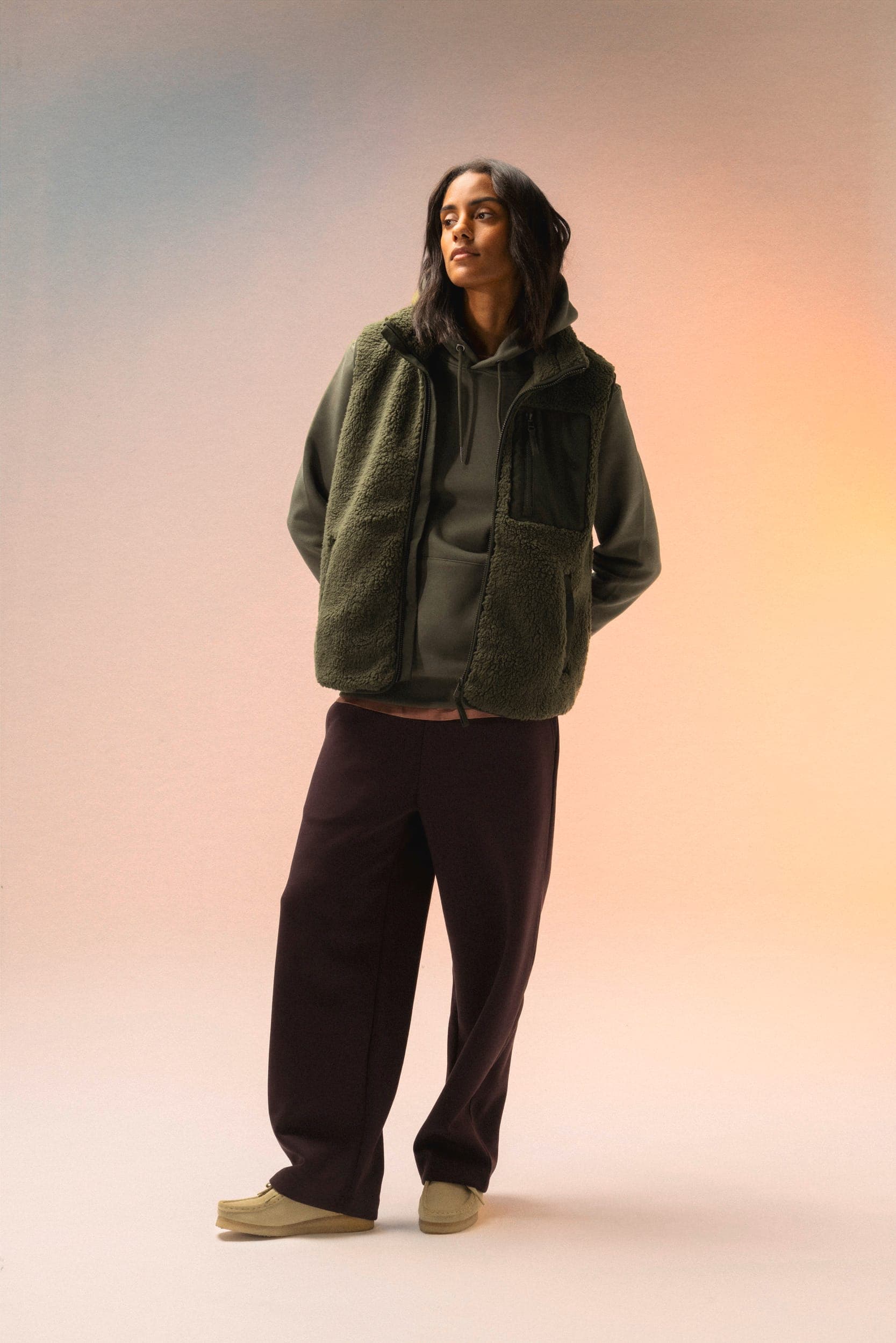 Bodywarmer écoresponsable en sherpa unisexe en situation