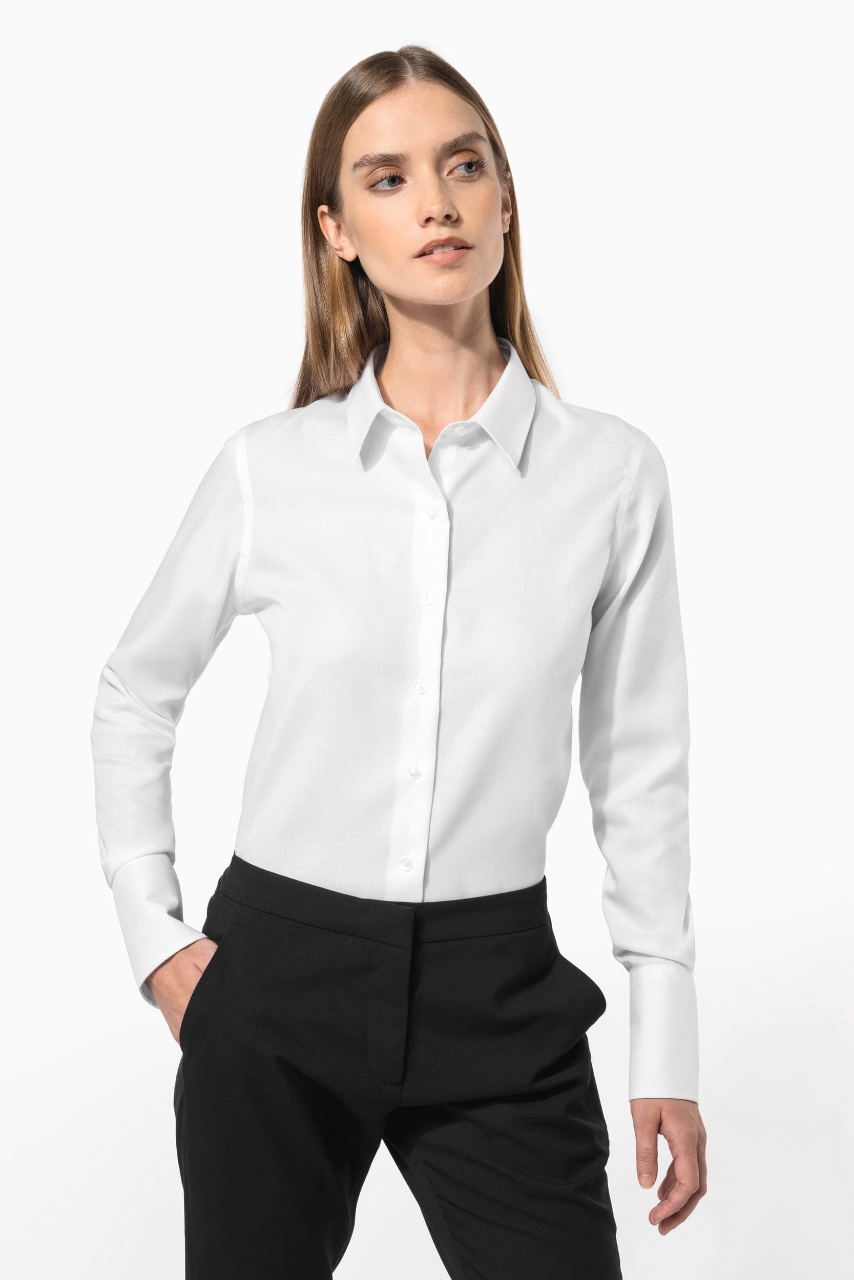 Chemise manches longues sans repassage femme en situation