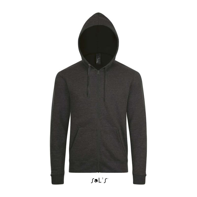 SOL'S STONE - UNISEX ZIP HOODIE coloris Gris charbon chiné