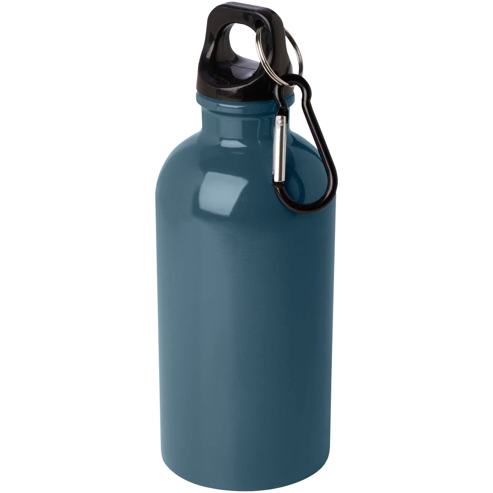 Bouteille d'eau Oregon de 400 ml simple paroi en acier recyclé certifié RCS avec mousqueton