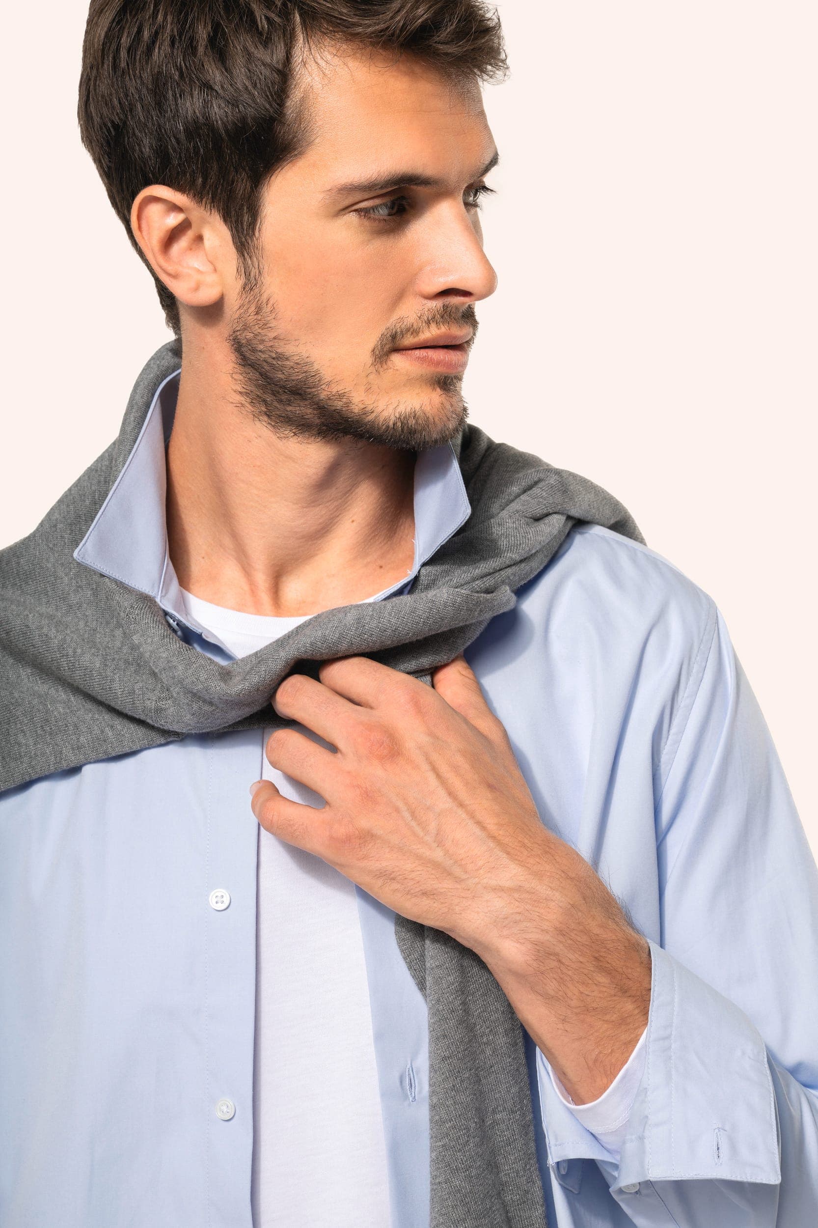 Chemise popeline manches longues homme en situation