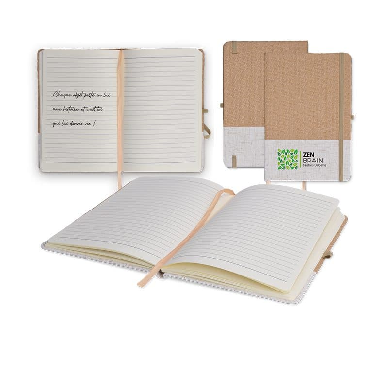 CARNET A5 COUVERTURE COTON ET FIBRES DE BAMBOU