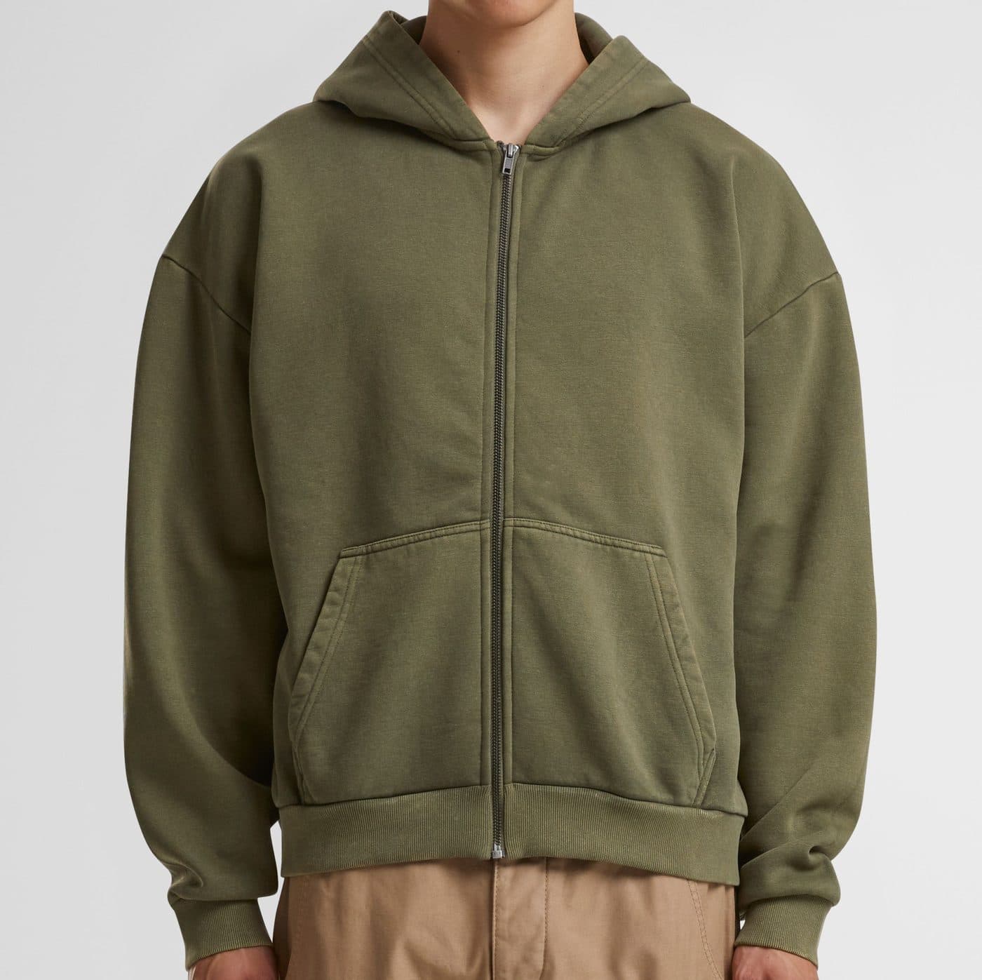 VINTAGE HEAVY ZIP HOODIE coloris Kaki chaud