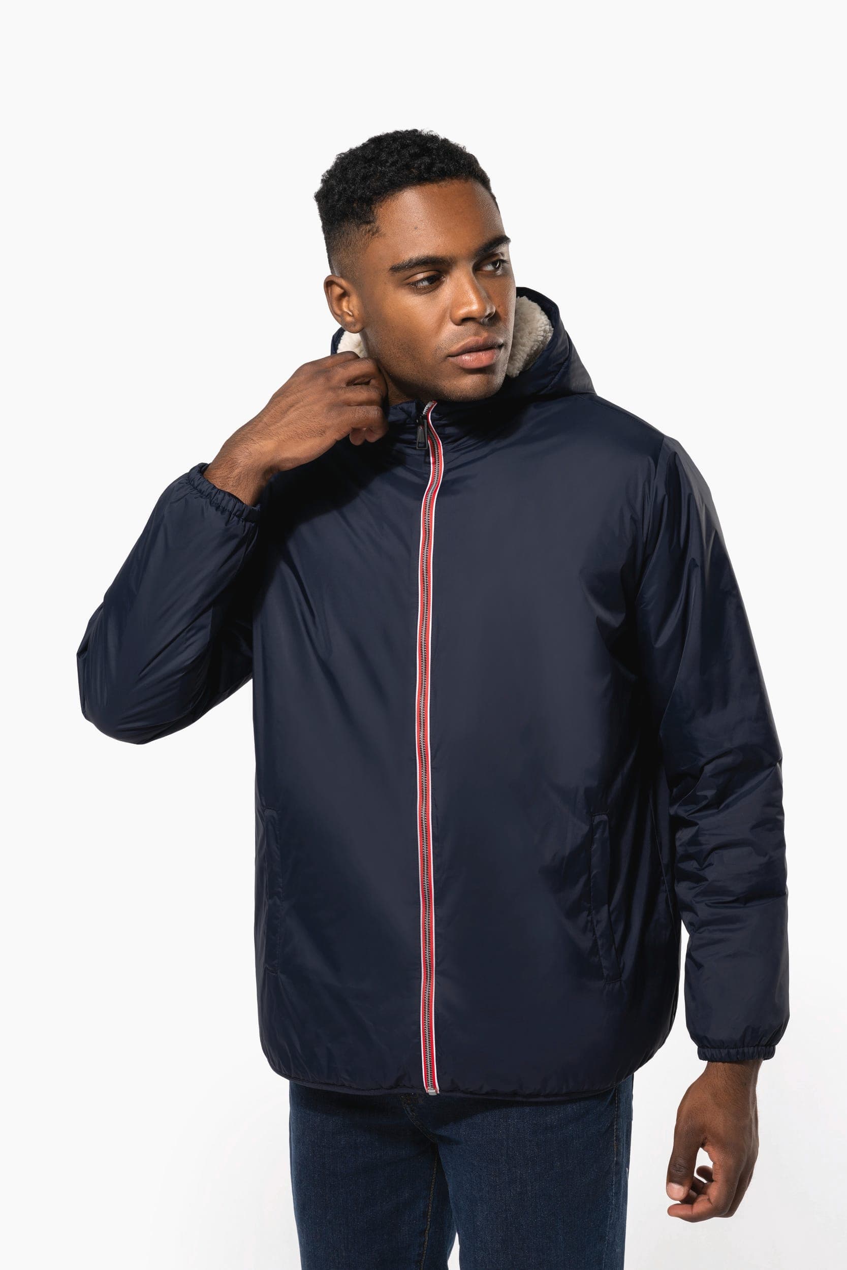 Veste doublée sherpa unisexe en situation