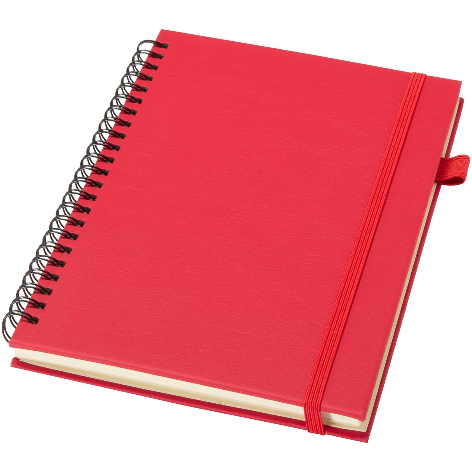 Cahier à spirales Liss A5 à couverture rigide en plastique recyclé coloris Rouge