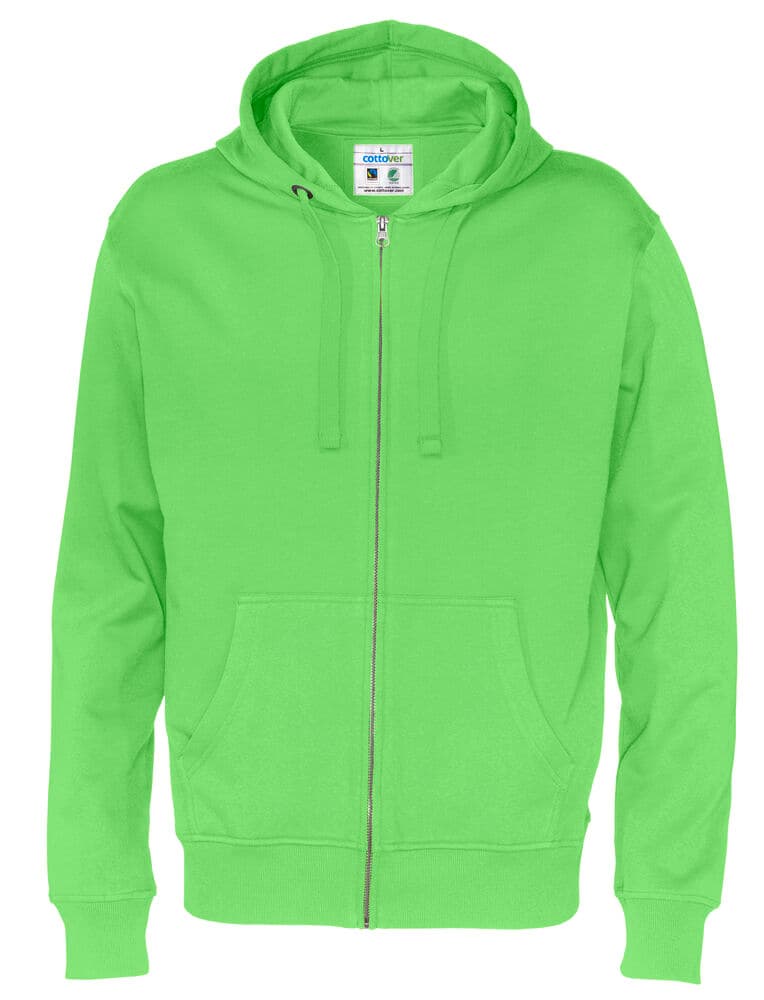 HOODIE FERMETURE COMPLÈTE HOMME - CERTIFIÉ GOTS coloris Vert
