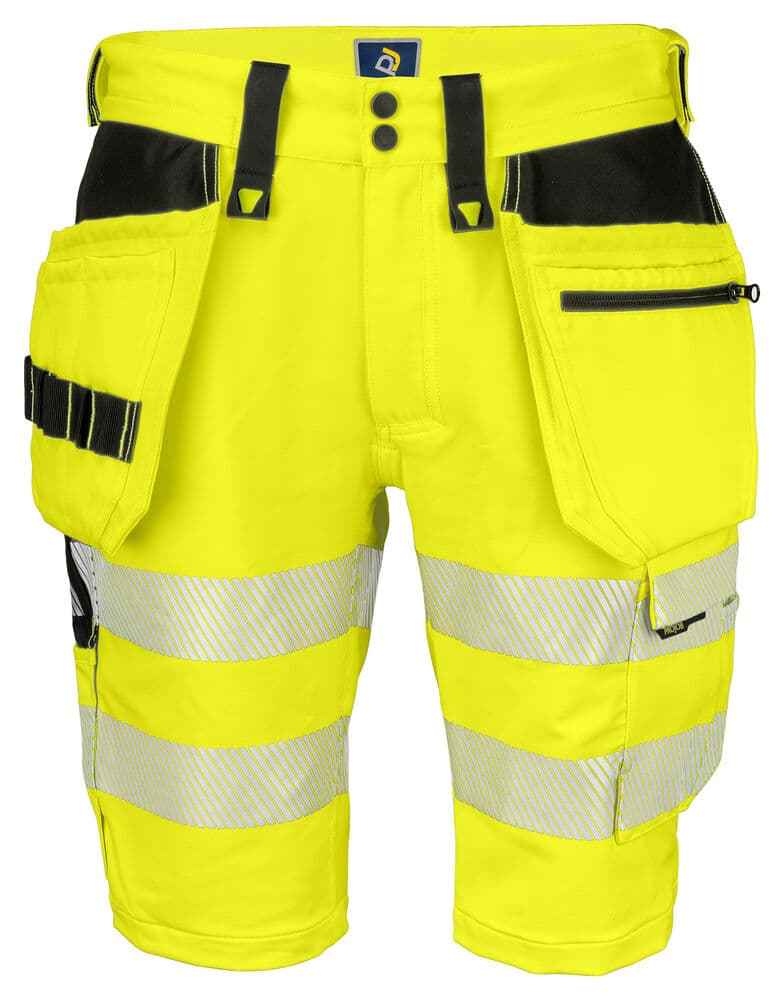 6575 SHORT STRETCH DE SIGNALISATION AVEC POCHES JEAN EN ISO 20471 CLASSE 2/1 coloris Jaune / Noir