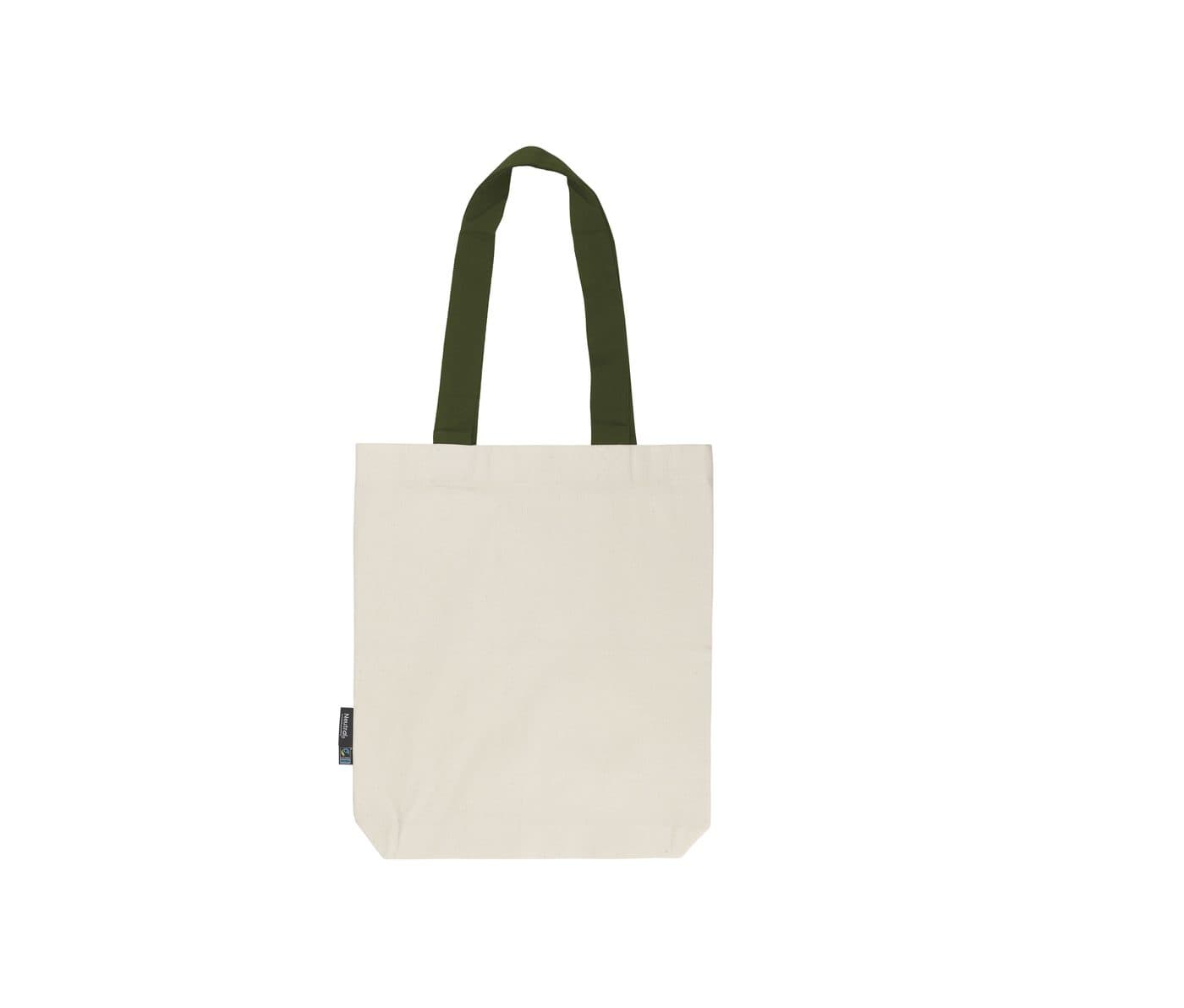 TWILL BAG WITH CONTRAST HANDLES coloris Naturel / Vert militaire