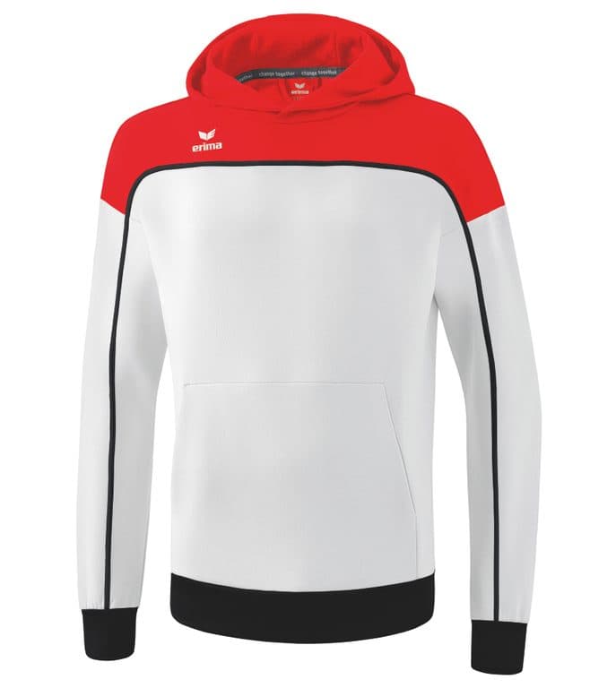 Sweat à capuche CHANGE by erima coloris Blanc / Rouge / Noir