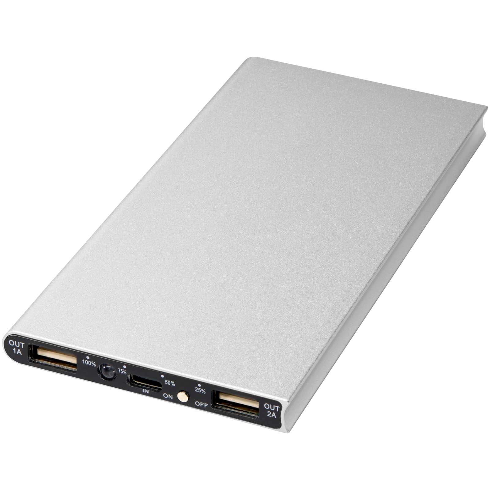 Batterie de secours 8000 mAh Plate coloris Argent