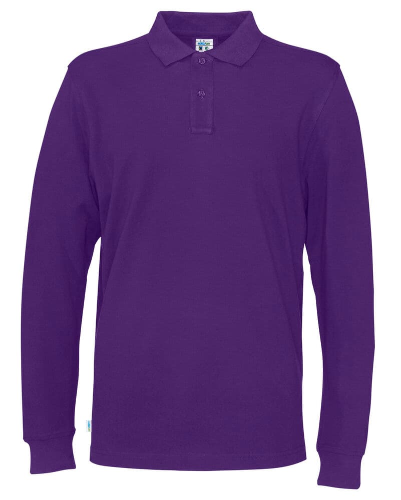 POLO PIQUE MANCHES LONGUES HOMME - CERTIFIÉ GOTS coloris Violet