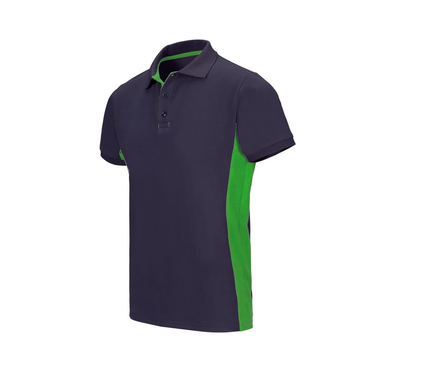 POLO BICOLORE MANCHES COURTES coloris Marine / Vert citron