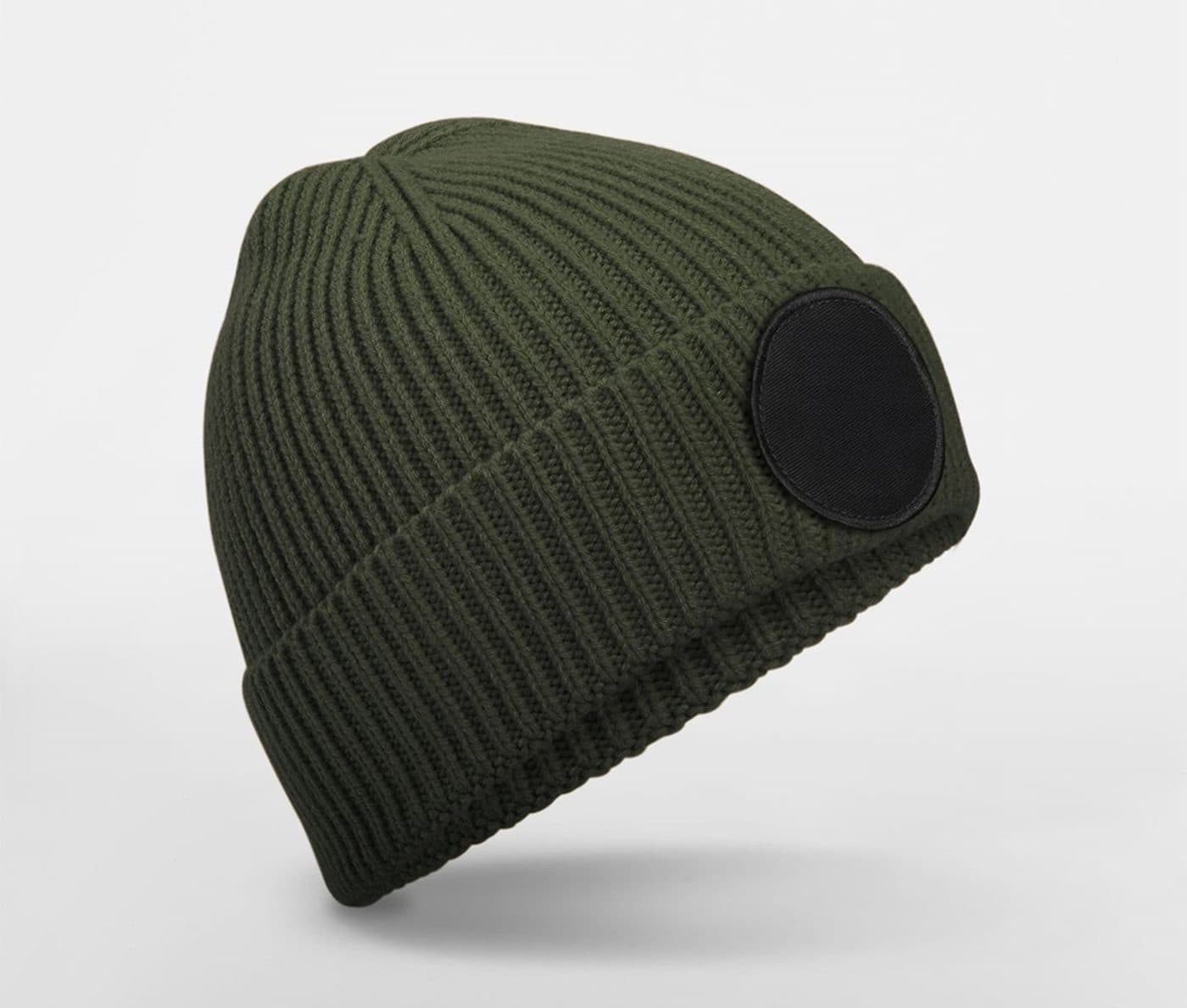 CIRCULAR FASHION PATCH BEANIE coloris Vert olive / Noir