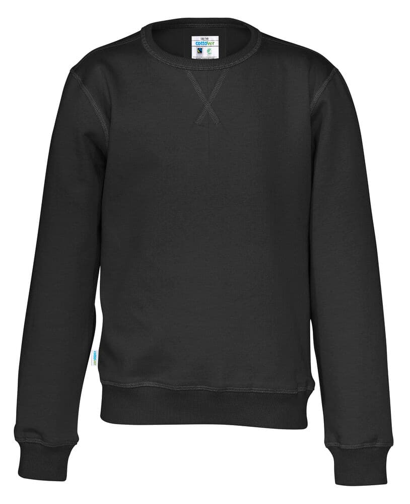 SWEAT COL ROND ENFANT - CERTIFIÉ GOTS coloris Noir