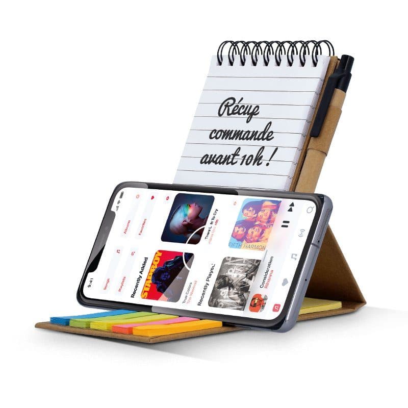CARNET DE NOTES REPOSITIONNABLES & SUPPORT TELEPHONE en situation