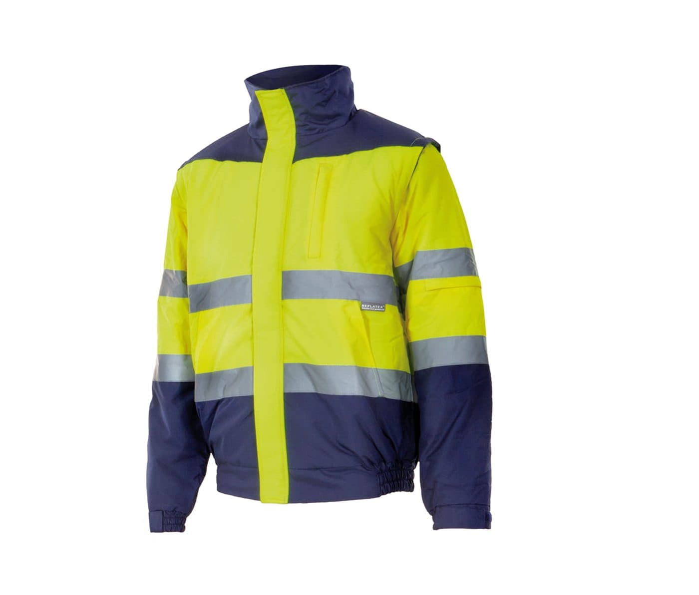 TWO-TONE HIGH VISIBILITY PADDED JACKET coloris Jaune fluo / Marine