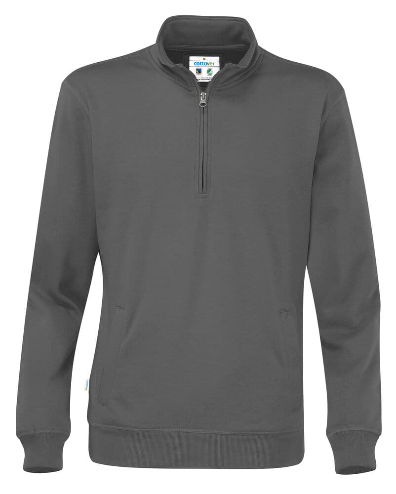 SWEAT DEMI-ZIP UNISEXE - CERTIFIÉ GOTS coloris Anthracite