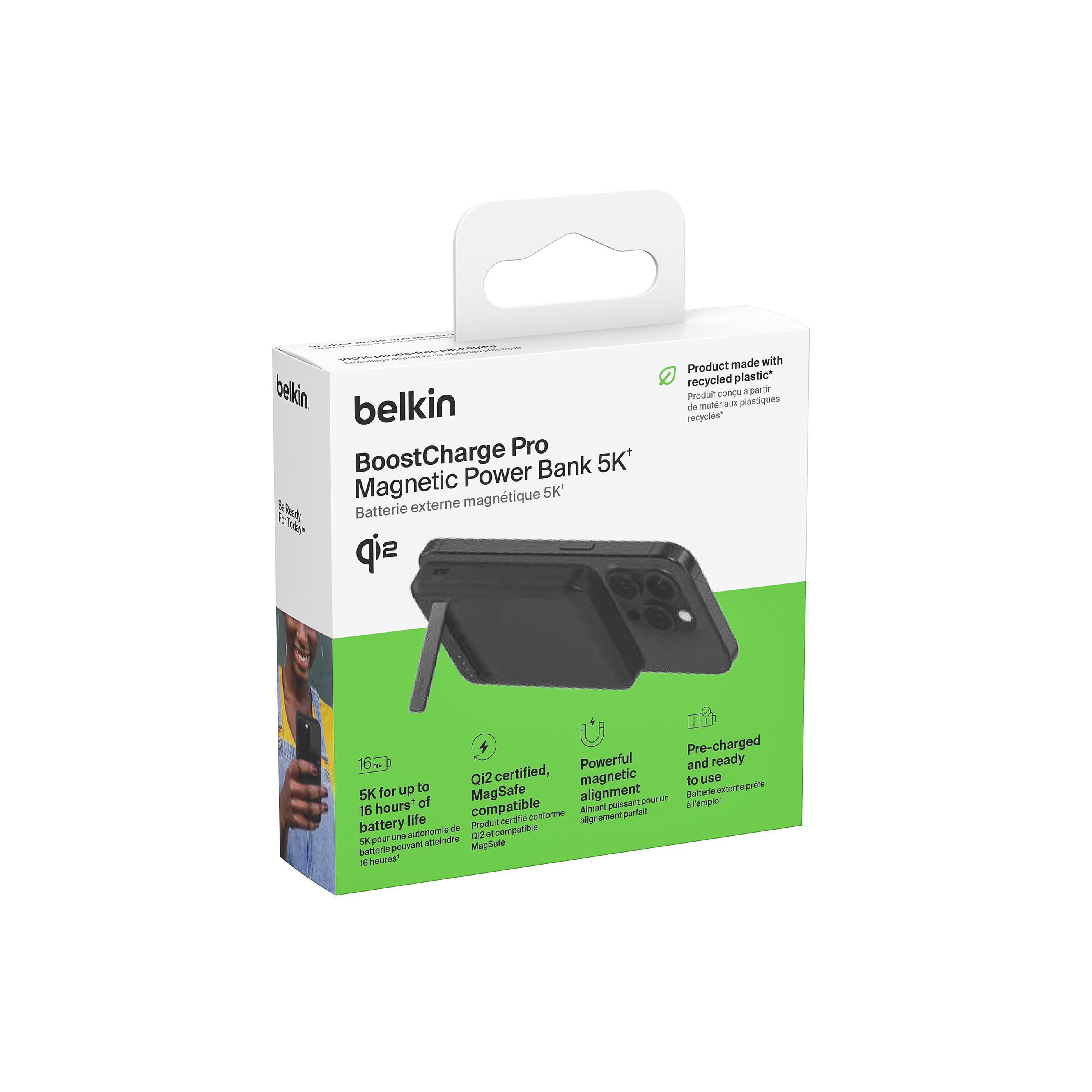 Banque d'énergie Belkin 5K Qi2 MagSafe avec support en situation