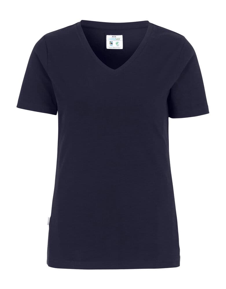 T-SHIRT COL V STRETCH FEMME - CERTIFIÉ GOTS coloris Marine