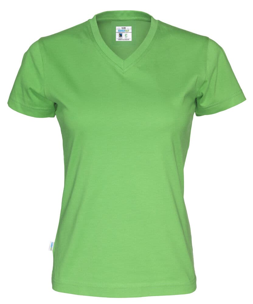 T-SHIRT COL V FEMME - CERTIFIÉ GOTS coloris Vert