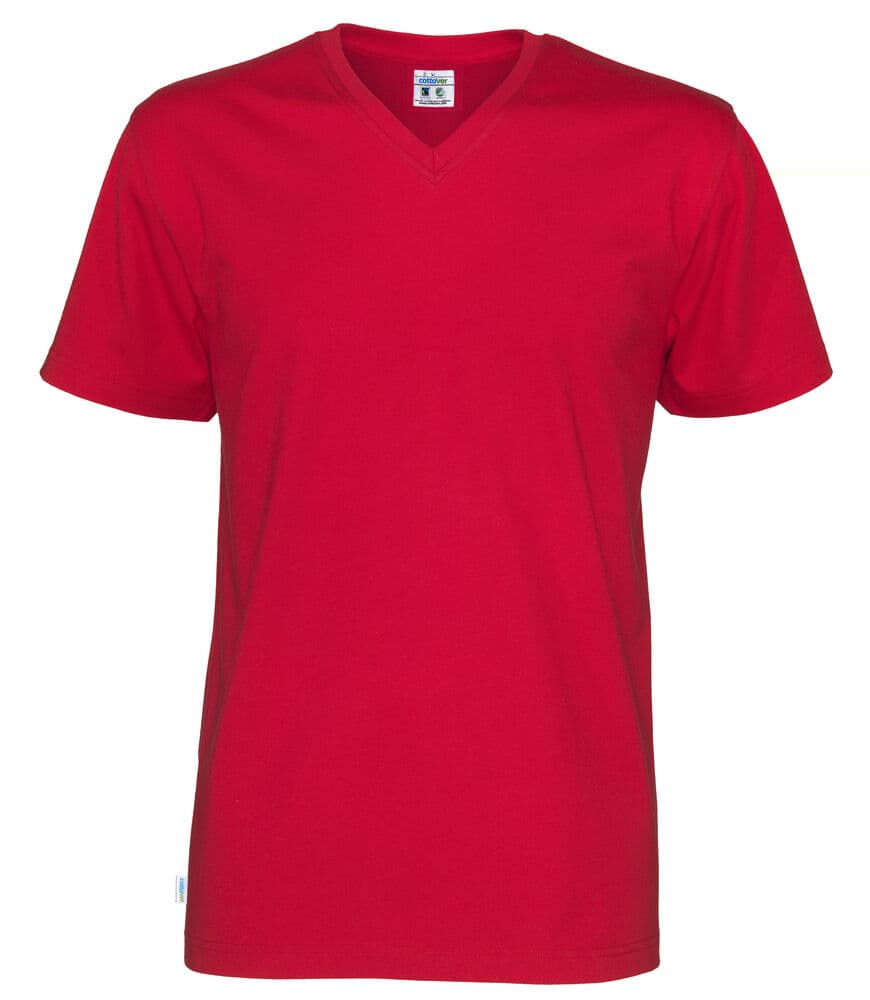 T-SHIRT COL V HOMME - CERTIFIÉ GOTS coloris Rouge