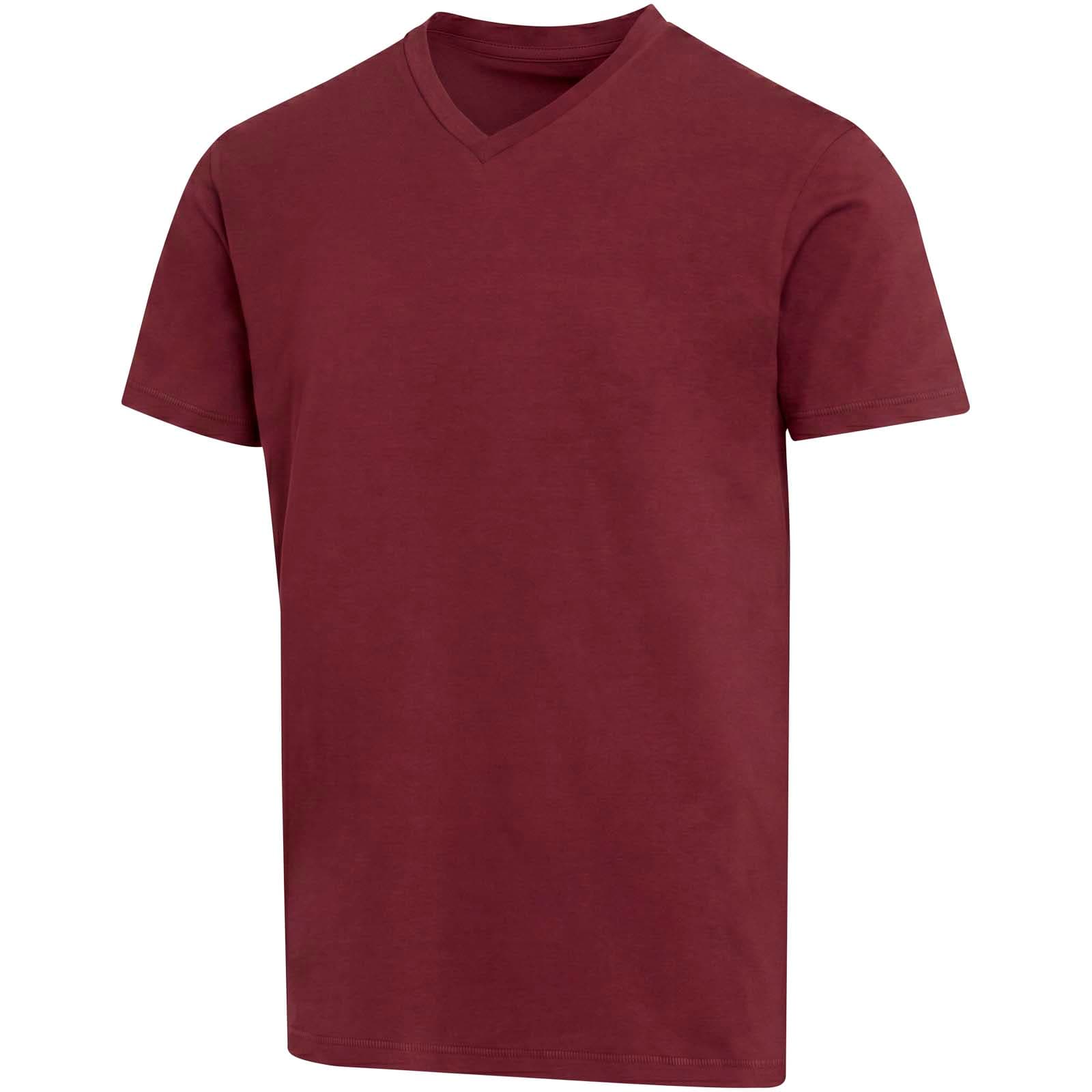 T-shirt unisexe en coton bio certifié OCS Balfour à manches courtes et col en V de 200 g/m² coloris Bordeaux profond
