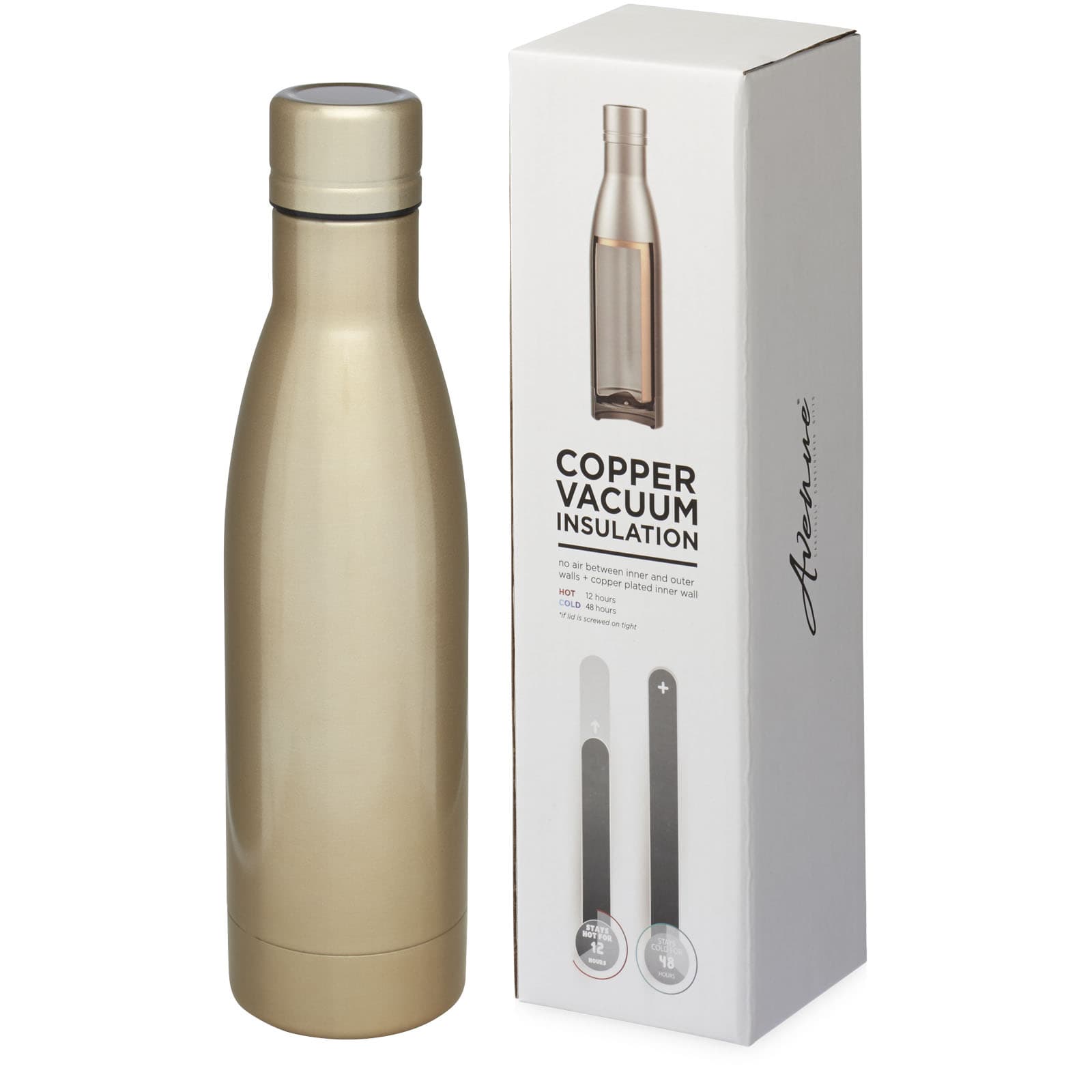 Bouteille isotherme Vasa sous vide avec couche de cuivre de 500 ml coloris Doré