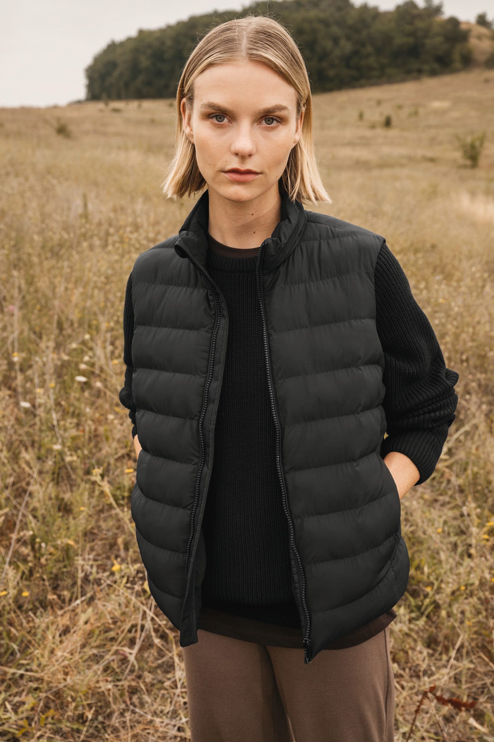Bodywarmer écoresponsable matelassé femme en situation
