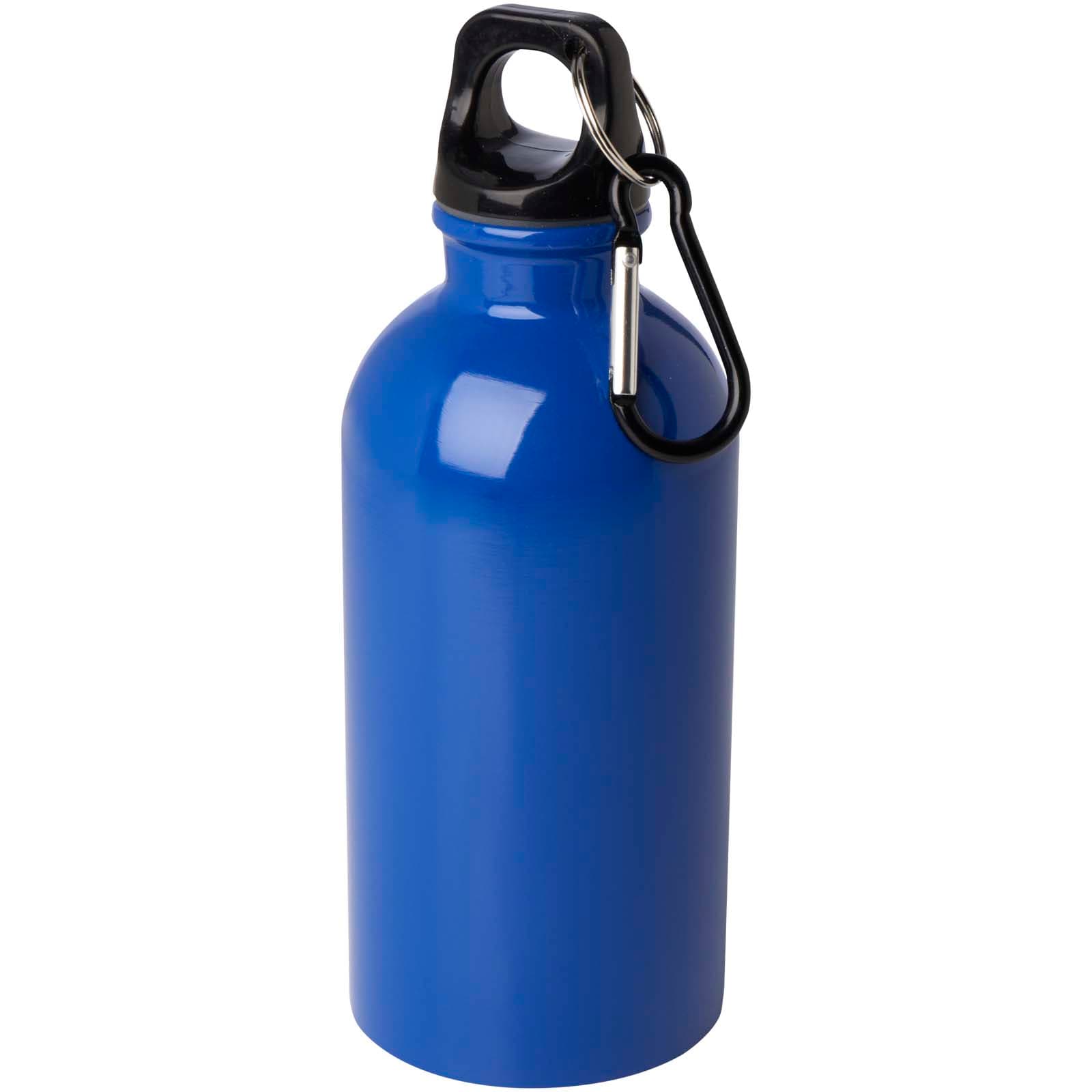Bouteille d'eau Oregon de 400 ml simple paroi en acier recyclé certifié RCS avec mousqueton coloris Bleu roi