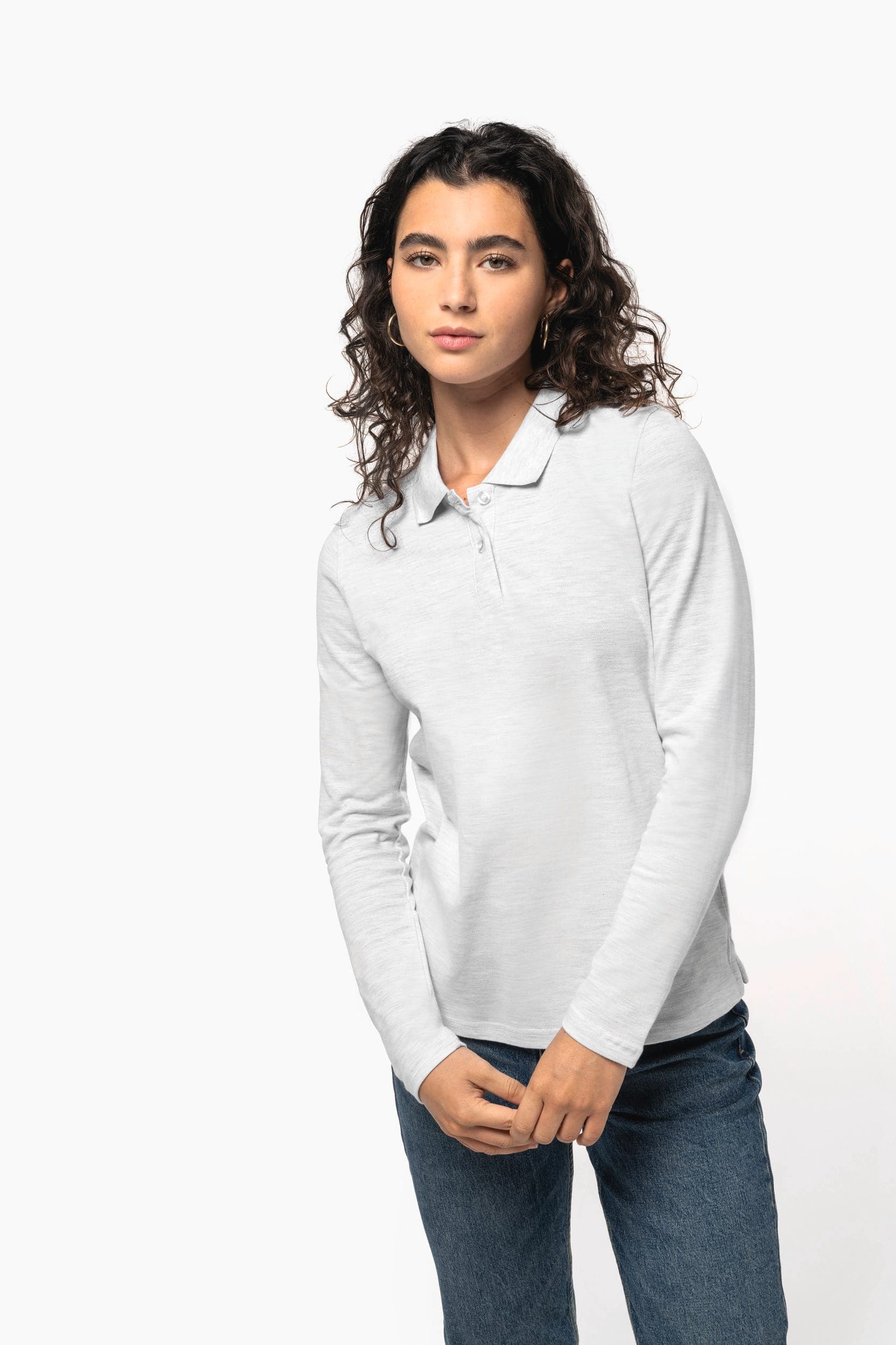 Polo manches longues femme en situation