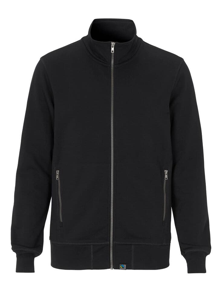 SWEAT ZIP INTÉGRAL HOMME - CERTIFIÉ GOTS coloris Noir