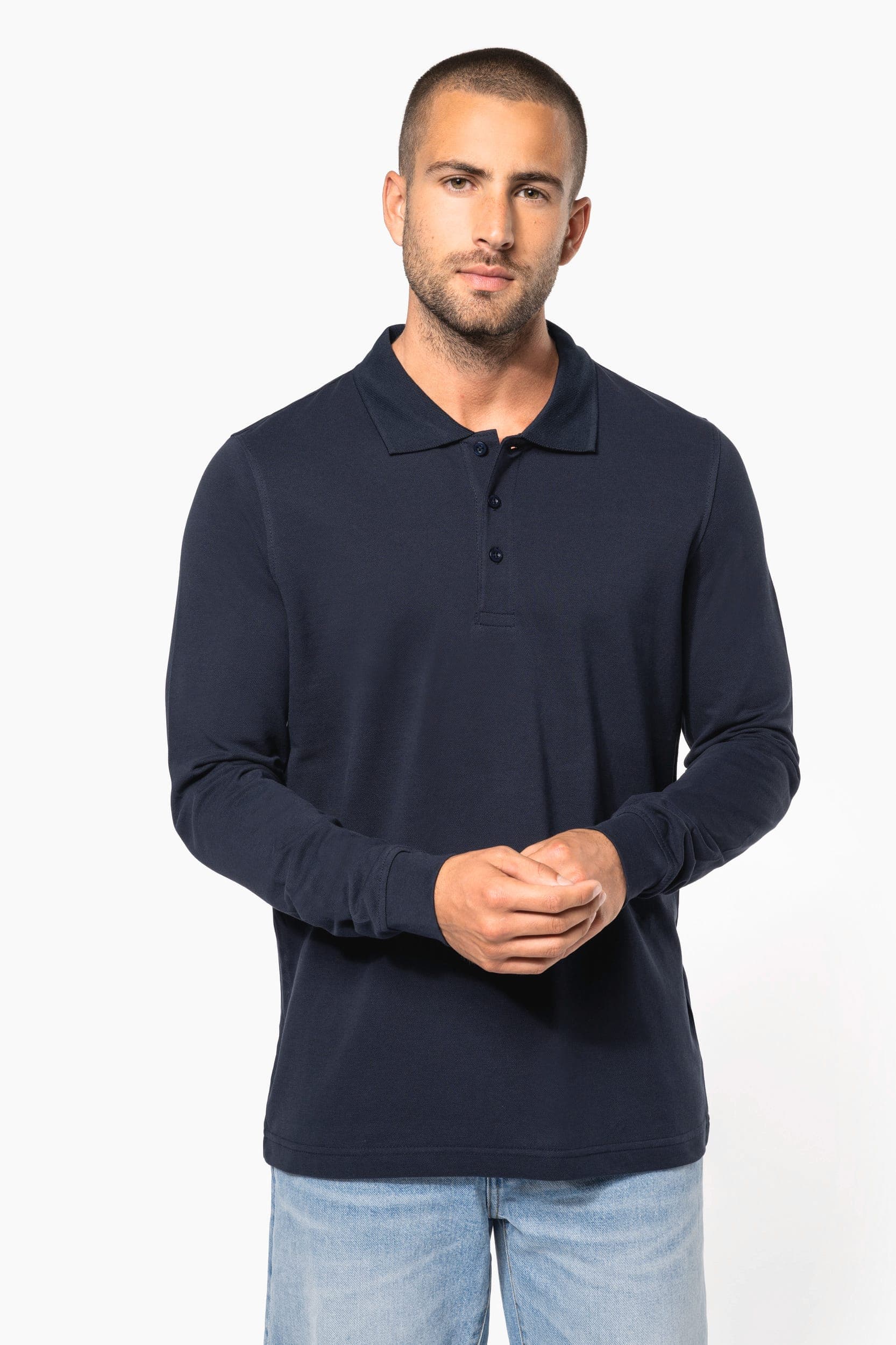 Polo piqué manches longues homme