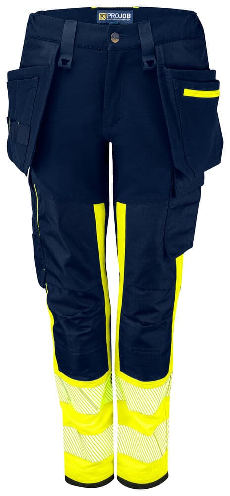 6543 PANTALON STRETCH DE SIGNALISATION FEMME EN ISO 20471 CLASSE 1 coloris Jaune / Marine
