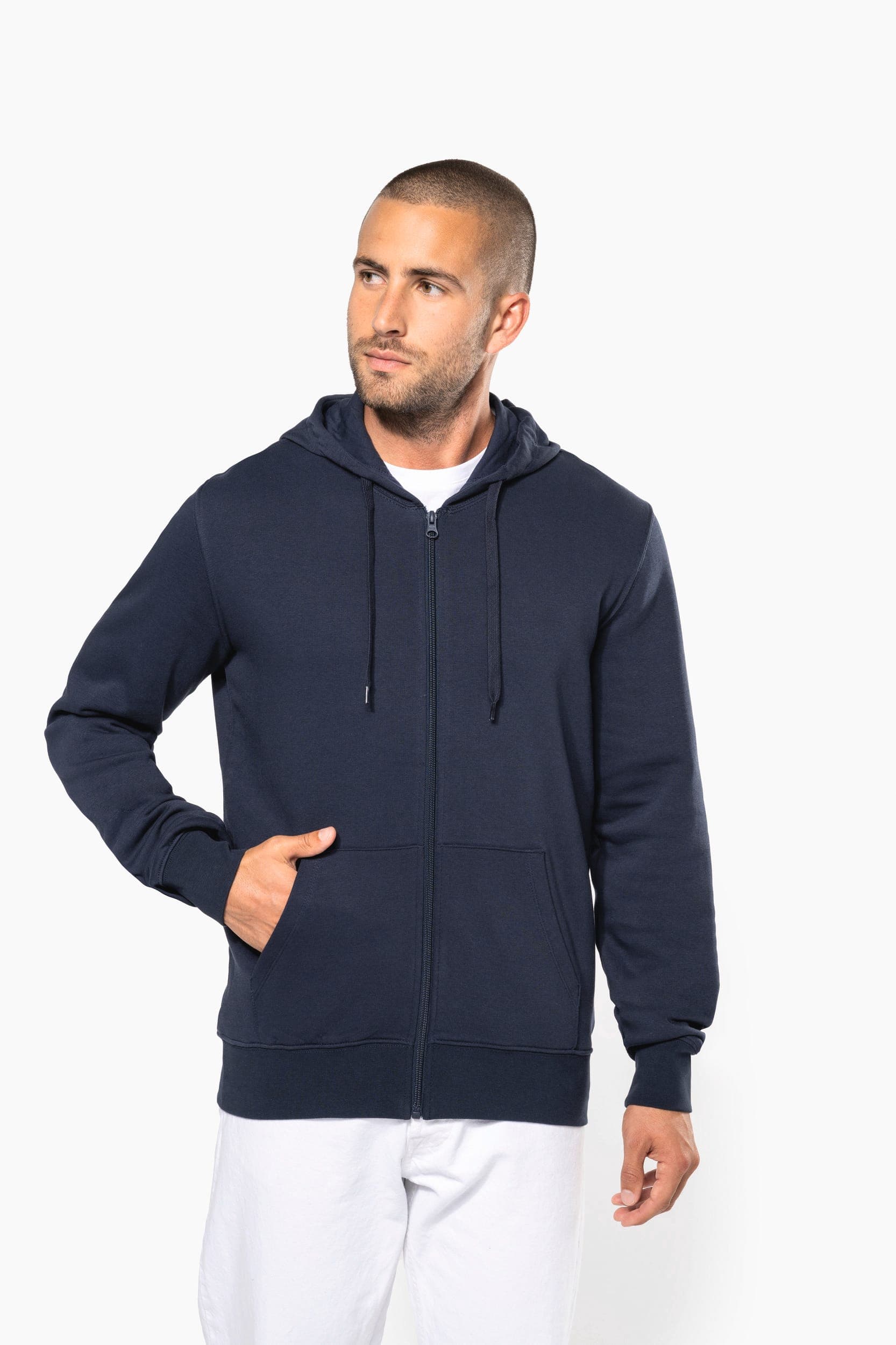 Sweat-shirt écoresponsable zippé à capuche homme en situation