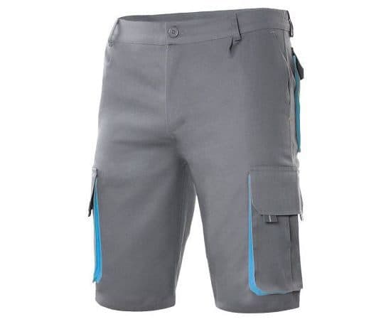 BERMUDA MULTIPOCHES BICOLORE coloris Gris / Bleu ciel