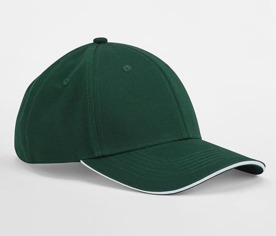 EARTHAWARE® CLASSIC ORGANIC COTTON 6 PANEL CAP - SANDWICH PEAK coloris Vert bouteille / Blanc