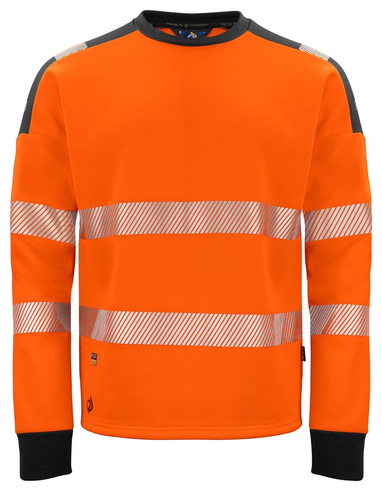 6108 SWEAT-SHIRT SIGNALISATION COL ROND EN ISO 20471 CLASSE 3 coloris Orange / Noir