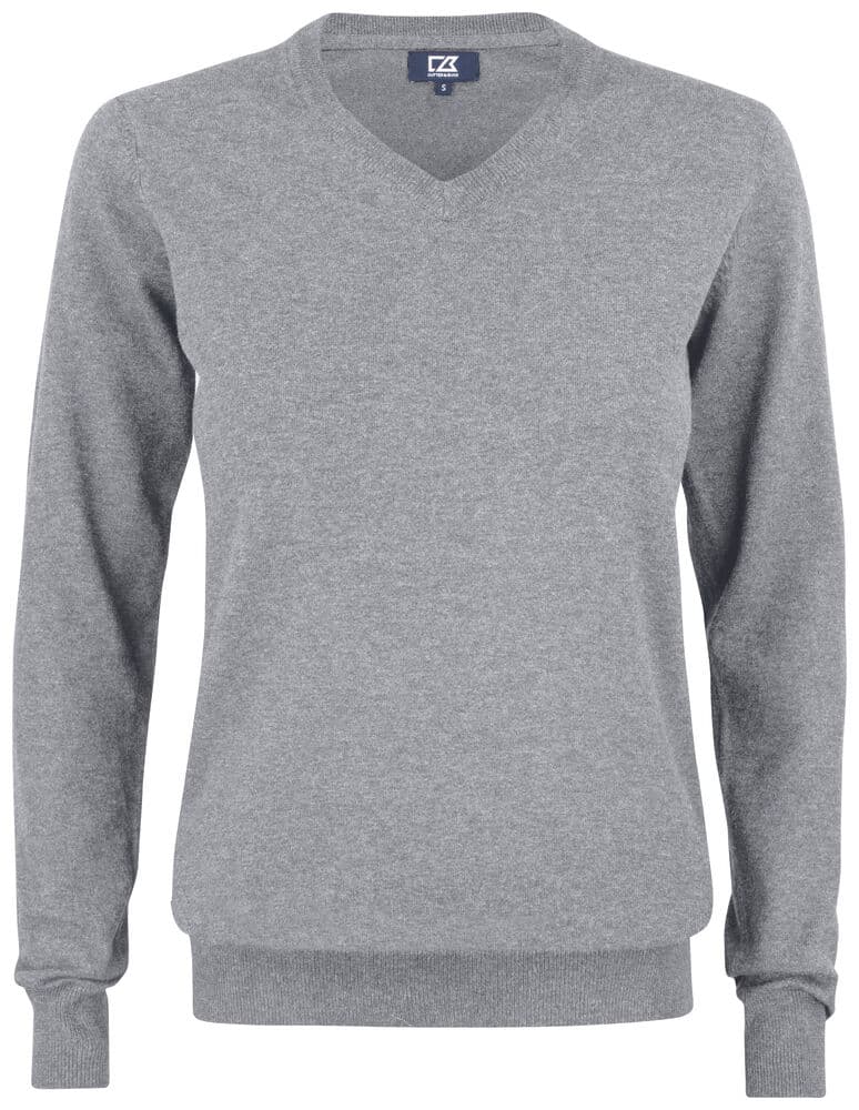 Pull Cutter & Buck Oakville col V femme coloris Gris chiné