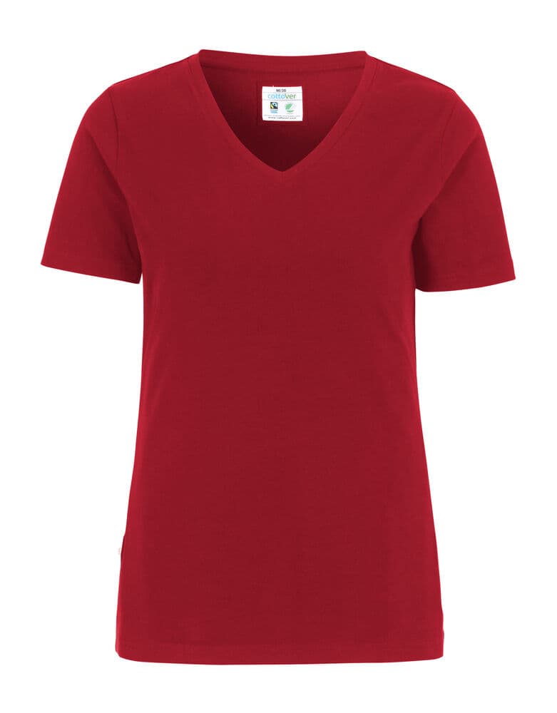 T-SHIRT COL V STRETCH FEMME - CERTIFIÉ GOTS