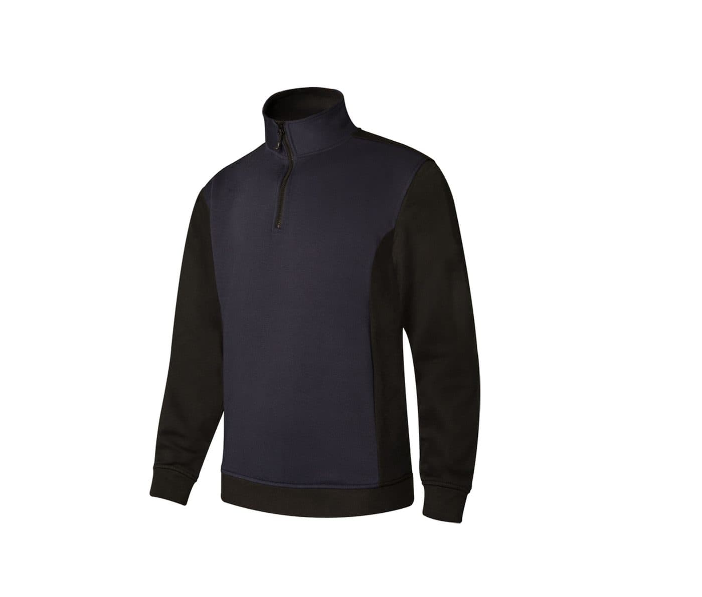 SWEAT BICOLORE COL ZIPPÉ coloris Marine / Noir